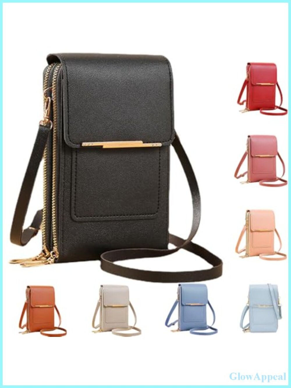 Anti-Theft RFID Blocking Crossbody Phone Purse Wallet PU Leather Women